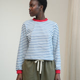 Sierra-Sue Organic Cotton Jersey Stripe Top in Pewter & Off White Stripe