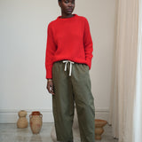 Sofia-Jane Organic Cotton Twill Trousers in Olive