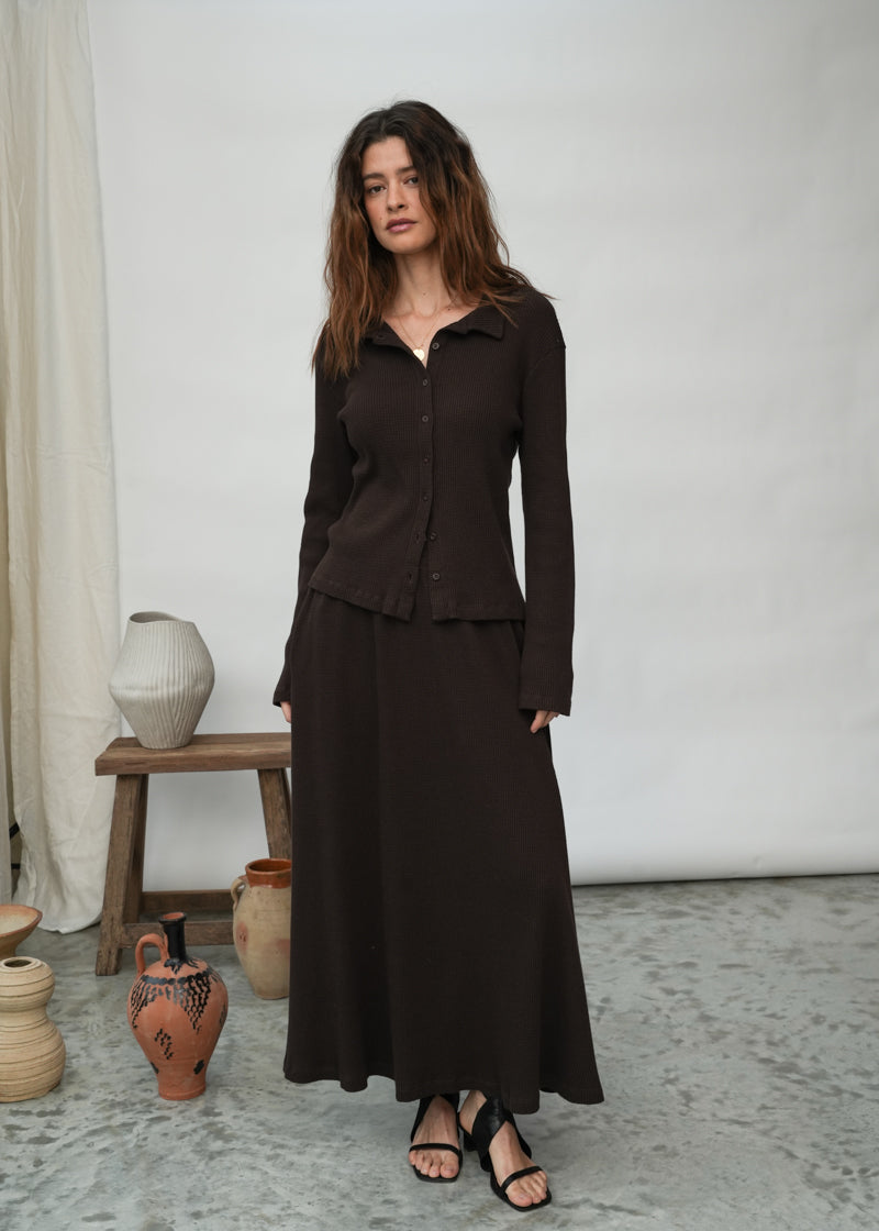 Victoria-Rae Organic Cotton Rib Shirt in Cacao