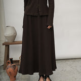 Fiona-Rae Organic Cotton Rib Skirt in Cacao