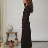 Fiona-Rae Organic Cotton Rib Skirt in Cacao