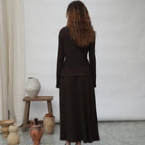 Fiona-Rae Organic Cotton Rib Skirt in Cacao
