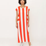 Carol Organic Cotton Dress in Cream and Paprika S Preloved