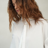 Luna Organic Cotton Poplin and Jersey Shirt in White