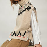 Kanon-Sue Recycled Wool Knitted Vest in Cream Marl Fairisle