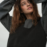 Hazel-Cay Recycled Cotton Blend Blouse in Grey Gingham
