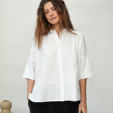 Lissie Organic Cotton Poplin and Jersey Shirt in White