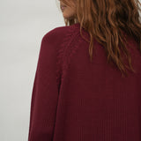 Sian Organic Cotton Knitted Cardigan in Bordeaux