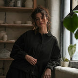 Andie Organic Cotton Corduroy Overshirt in Charcoal