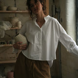 Luna Organic Cotton Poplin and Jersey Shirt in White