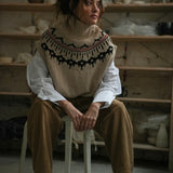 Kanon-Sue Recycled Wool Knitted Vest in Cream Marl Fairisle