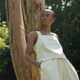 Jess-Leigh Organic Cotton Denim Vest in Ecru