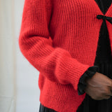 Evelyn Mohair Knitted Cardigan in Tomato