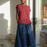 Violet-Leigh Organic Cotton Denim Skirt in Mid Blue