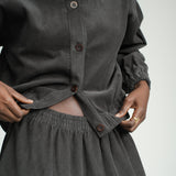 Cecilia Organic Cotton Corduroy Skirt in Charcoal