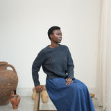 Kelly Lambswool Knitted Jumper in Navy Marl