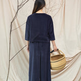 Divya Organic Cotton Velour Top in Night Sky Navy