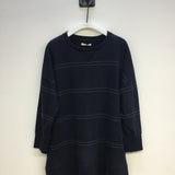 Lily-Ella Organic Cotton Sweater in Navy & Grey Stripe L Preloved