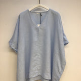 Leonor Linen Top in Pale Blue L Preloved