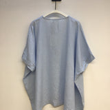 Leonor Linen Top in Pale Blue L Preloved