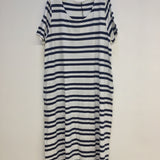 Viola-Sue Organic Cotton Dress in Navy & White Stripe L Preloved