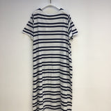Viola-Sue Organic Cotton Dress in Navy & White Stripe L Preloved