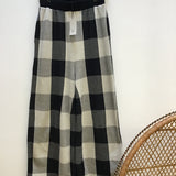 Thorne-Cay Organic Cotton Trousers in Black & Ecru Check S Preloved