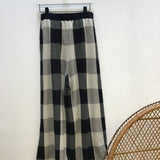 Thorne-Cay Organic Cotton Trousers in Black & Ecru Check S Preloved