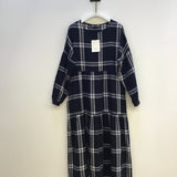 Mirabelle-Kay Organic Cotton Dress in Navy Check XS Preloved