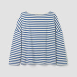 Leia-Sue Organic Cotton Jersey Stripe Top in Pewter & Off White Stripe