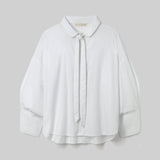Luna Organic Cotton Poplin and Jersey Shirt in White