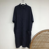 Natasha-May Linen Dress in Navy L Preloved