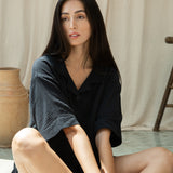 Ameera Organic Cotton Cheesecloth Shirt in Black