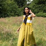 Rory-Sue Organic Cotton Jumpsuit in Olive and White Bold Stripe