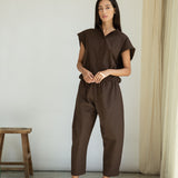 Cedar Organic Cotton Poplin Trouser in Cacao