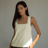 Jess-Leigh Organic Cotton Denim Vest in Ecru