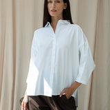 Reese Organic Cotton Jersey and Poplin Shirt in White