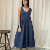 Rory Organic Cotton Jersey and Poplin Jumpsuit in Midnight