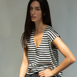 Tamsin-Sue Organic Cotton Jersey Stripe Top in Black & White Stripe