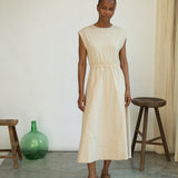 Tanya Organic Cotton Jersey and Poplin Dress in Sand