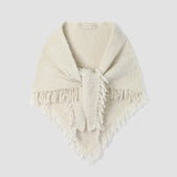Sidney-Sue Wool Knitted Shawl in Ecru