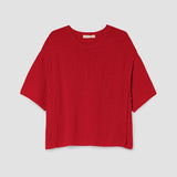 Alessia Cotton Linen Knit Top in Scarlet
