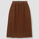 Alma-Leigh Recylced Cotton Denim Skirt in Bark Brown