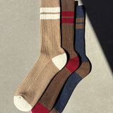 Jenni Organic Cotton Socks in Navy Marl and Brown