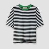 Bay-Sue Organic Cotton Jersey Stripe Top in Black & White Stripe