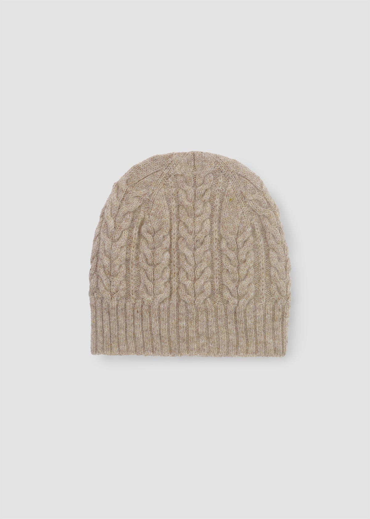 Beige knitted lambswool beanie