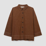 Dylan-Leigh Recycled Cotton Denim Overshirt in Bark Brown