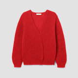 Evelyn Mohair Knitted Cardigan in Tomato