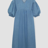 Harumi-Leigh Organic Cotton Denim Dress in Chambray Blue