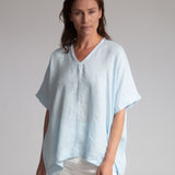 Leonor Linen Top in Pale Blue L Preloved